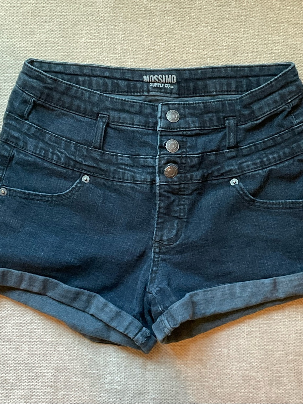 Mossimo Supply Co. Dark Blue High-Rise Denim Shorts with Triple Button